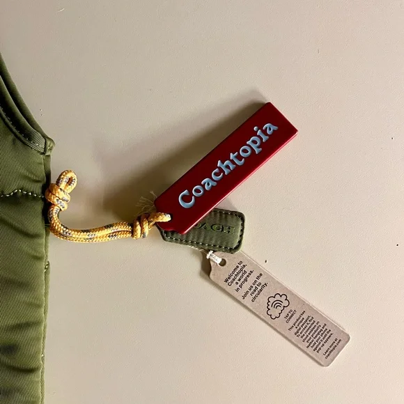 Coach Green Quilted Tote with Patch - Picture 4 of 5